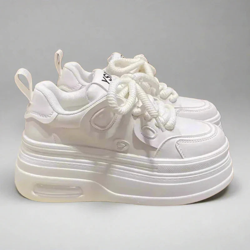 Chic White Platform Sneakers for Women: Trendy, and Stylish Footwear