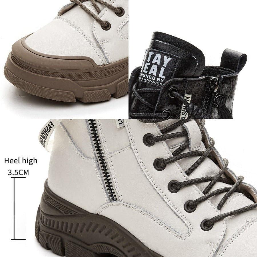 Leather Zip Ankle Booties for Women