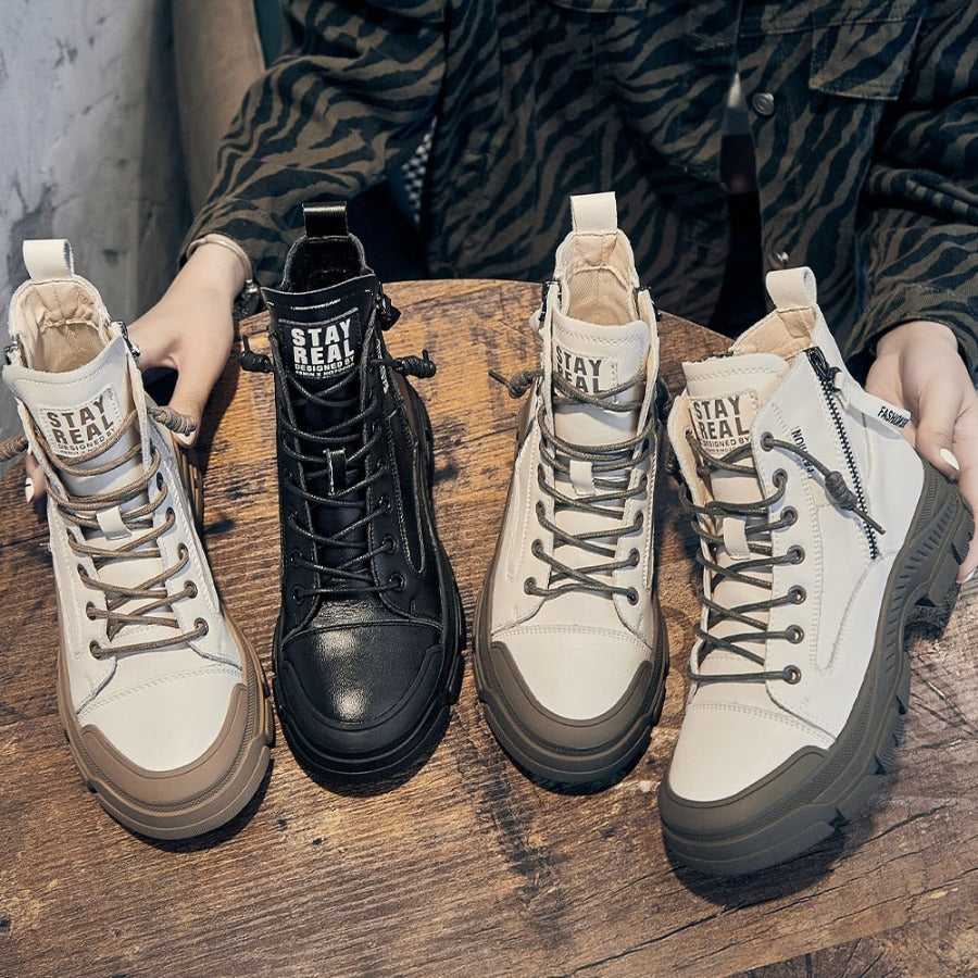 Leather Zip Ankle Booties for Women
