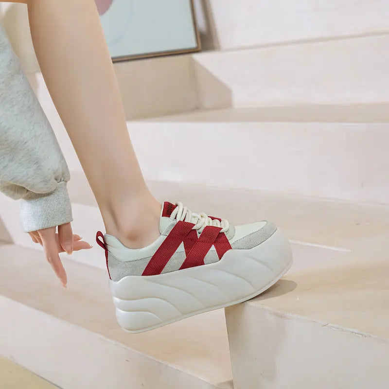 8cm Platform Loafers: Spring/Summer Trendy Lace-ups