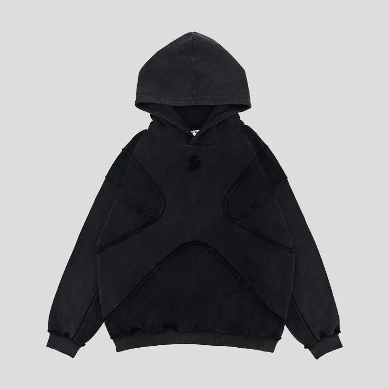 Solid High Street Patchwork Hoodie