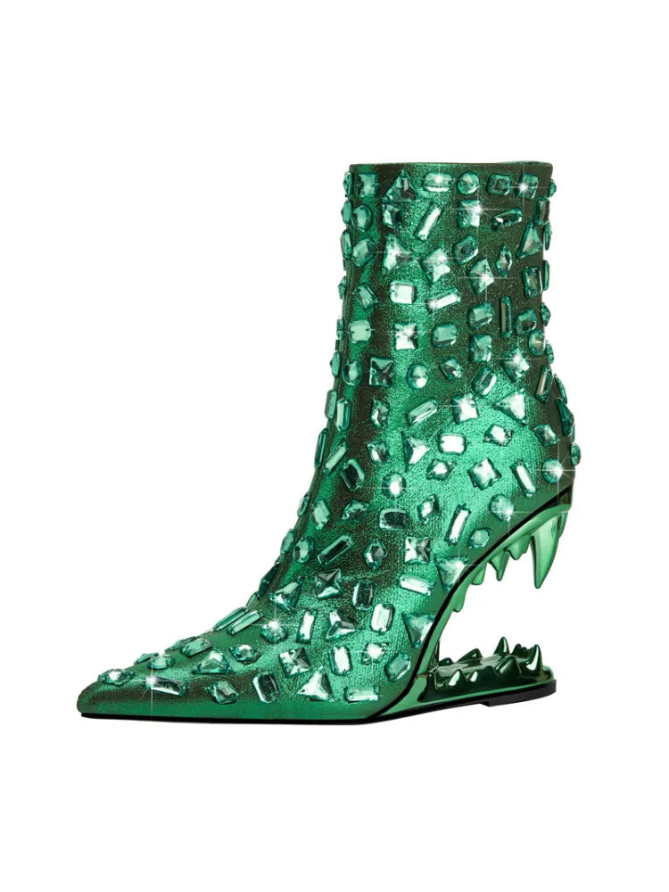 Diamond Teeth Heel Boots