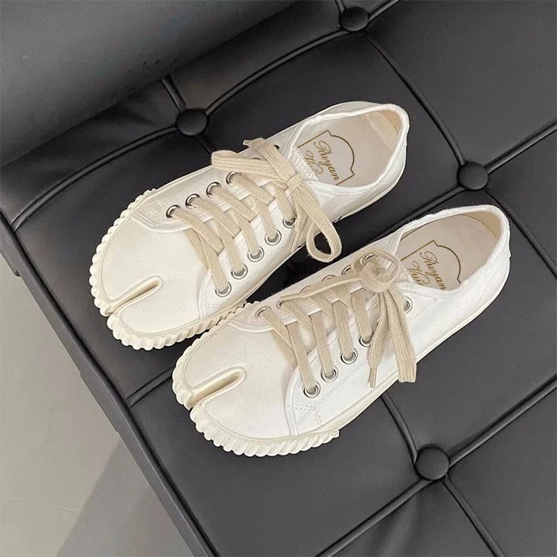 Tabi Sneakers: Split Toe Mary Janes Canvas Women's