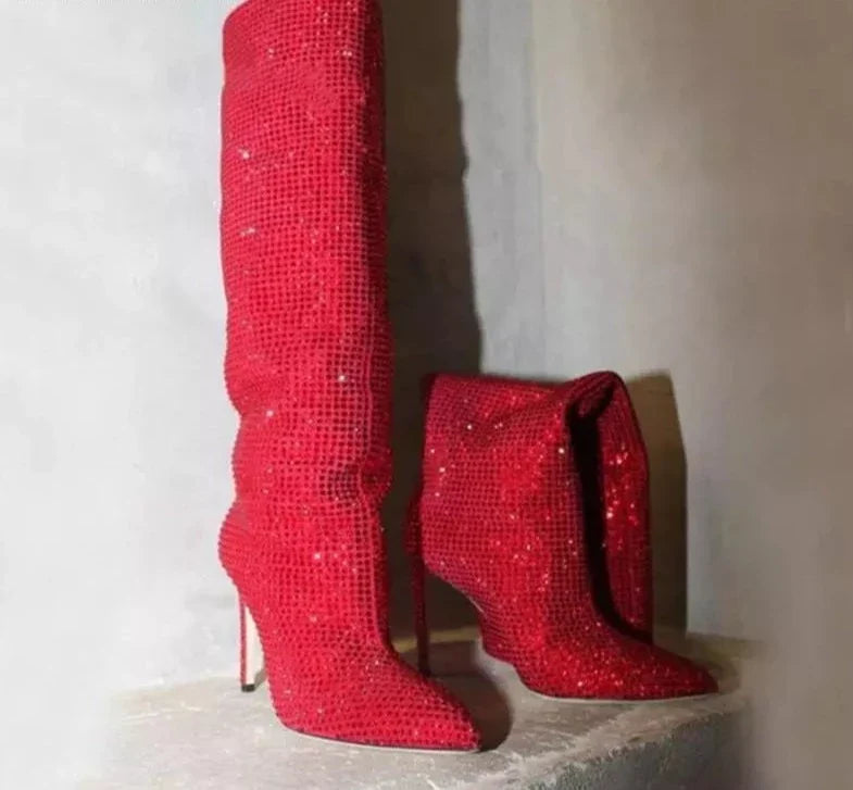 Holly Crystal- Embellished Knee Boots