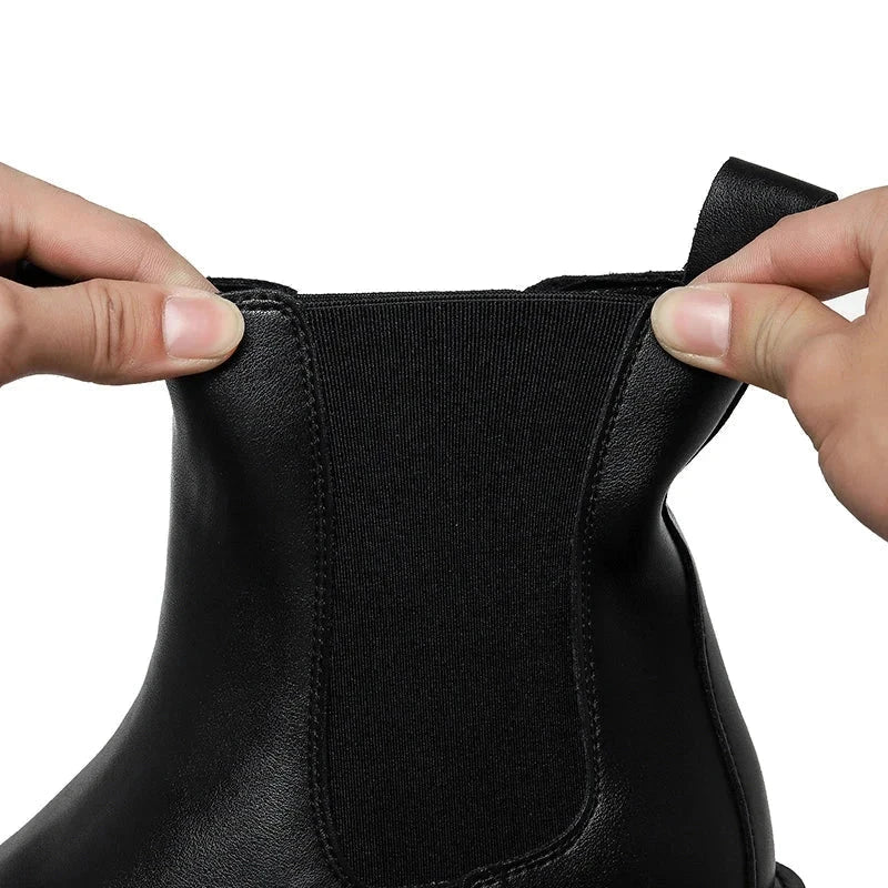 British Style Black Chelsea Boots for Men Microfiber Leather