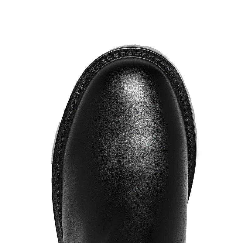 British Style Black Chelsea Boots for Men Microfiber Leather