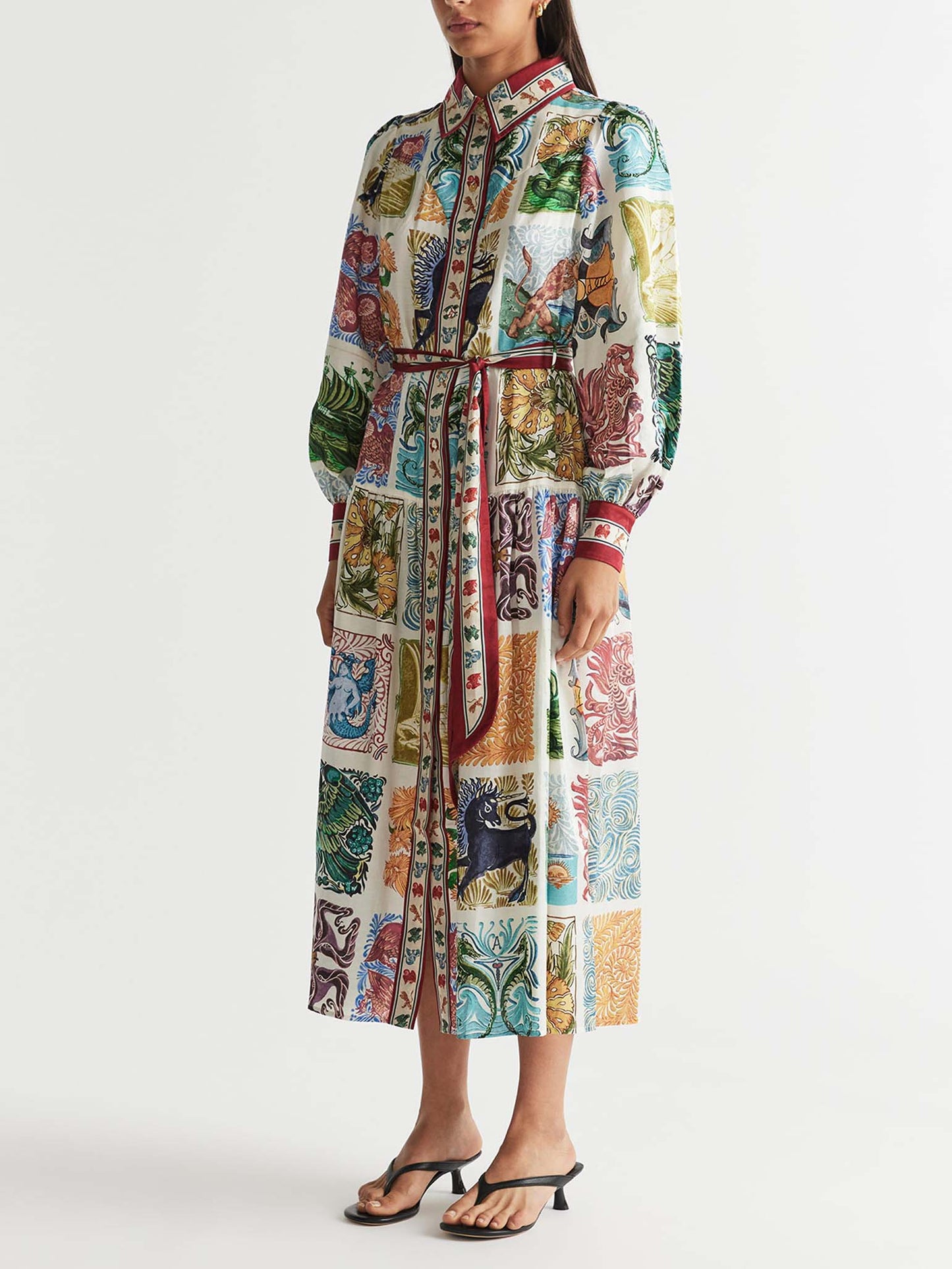 Unique Retro Painted Geometric Print Midi Dress