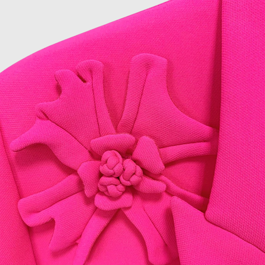 Blazer with Flowers - Fuchsia