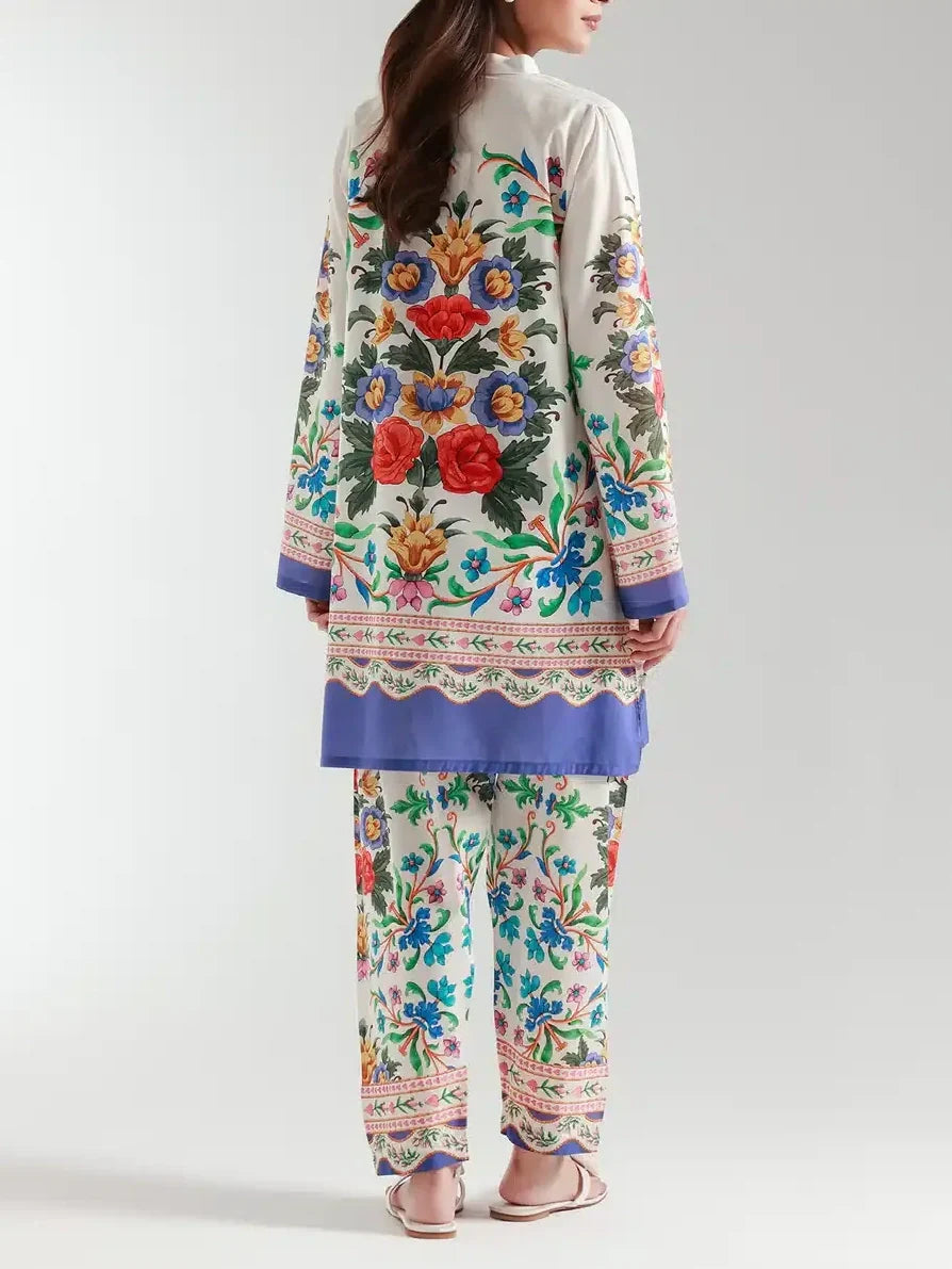 Floral Accents Boho-Chic Color-Blocked Co-ord Set