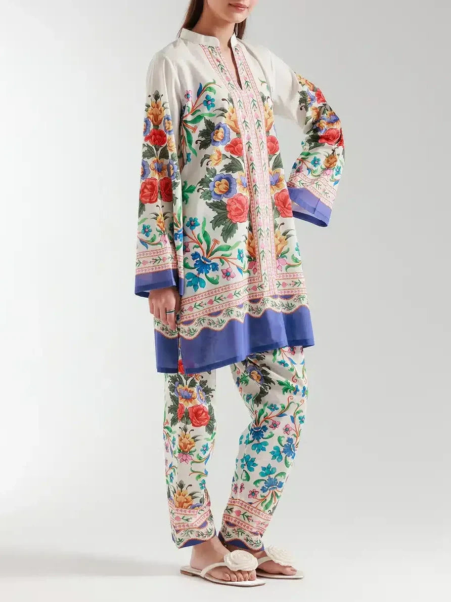 Floral Accents Boho-Chic Color-Blocked Co-ord Set