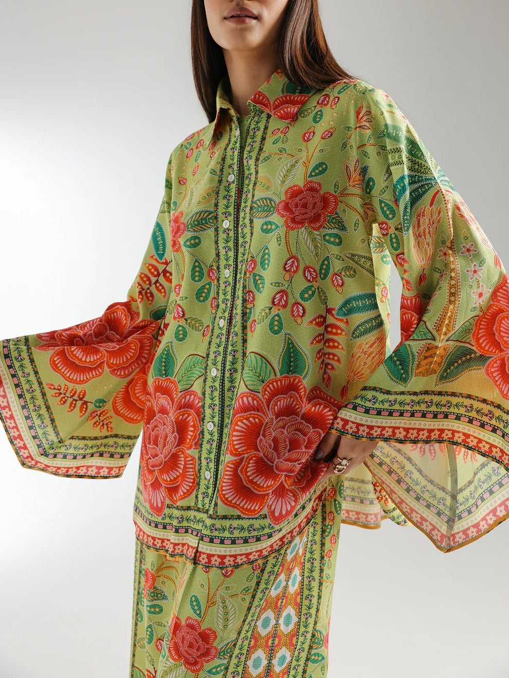 Bohemian Green Floral Ethnic Ensemble