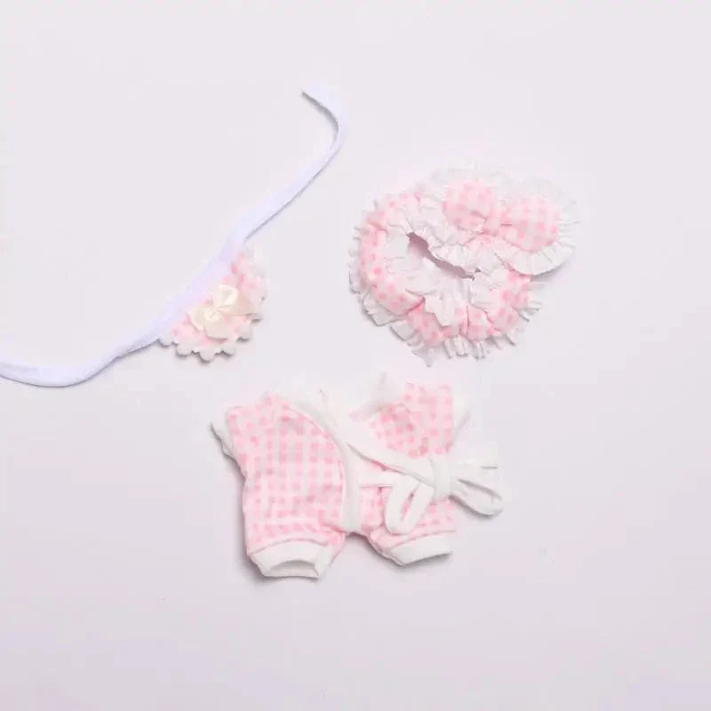 Handmade Labubu Plaid Floral Pajamas Outfit with Accessories