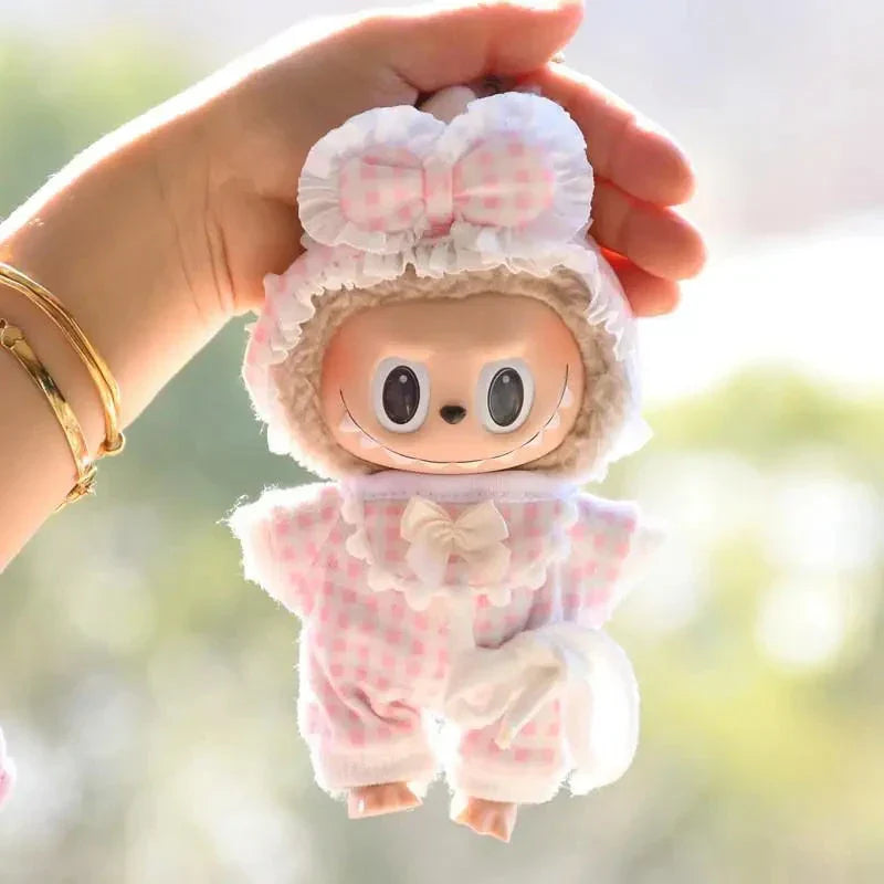 Handmade Labubu Plaid Floral Pajamas Outfit with Accessories