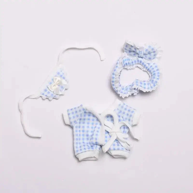 Handmade Labubu Plaid Floral Pajamas Outfit with Accessories