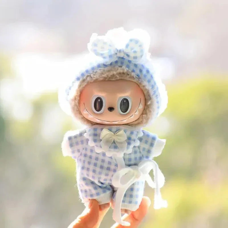 Handmade Labubu Plaid Floral Pajamas Outfit with Accessories
