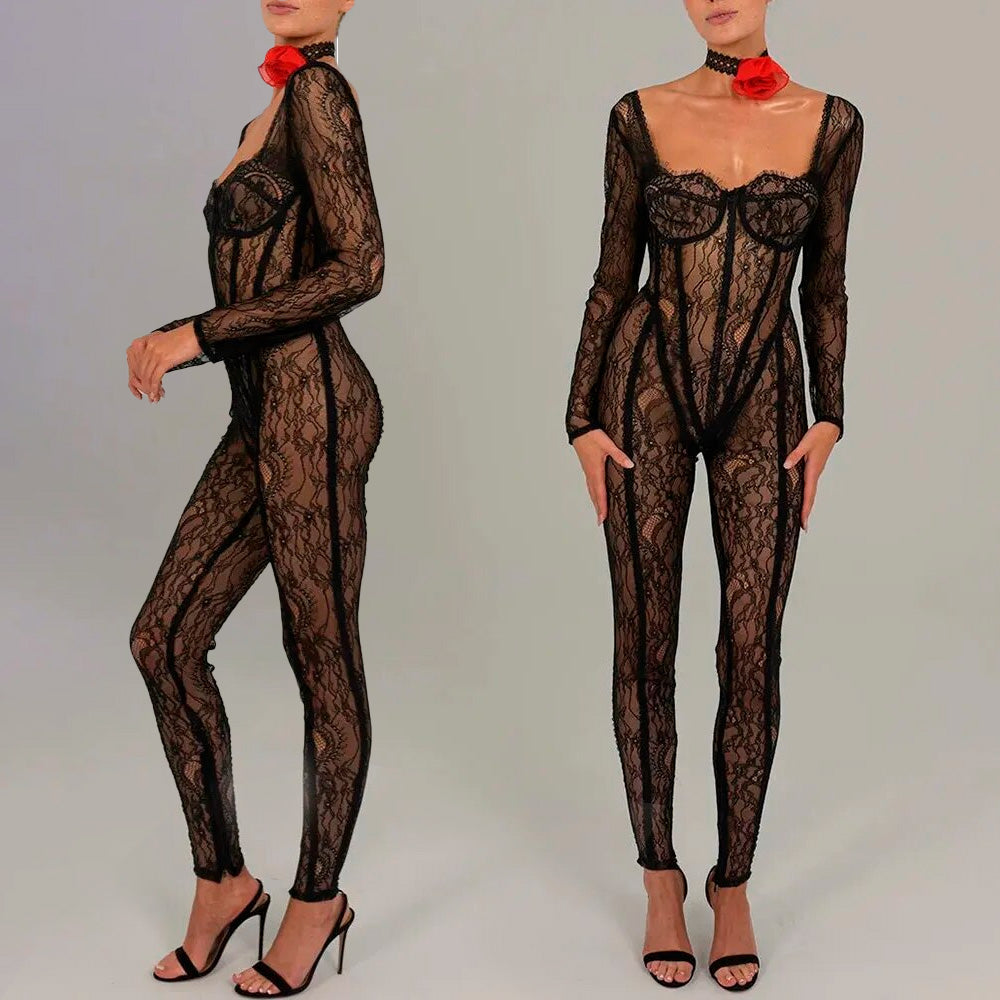 LORA LACE LONGSLEEVE JUMPSUIT