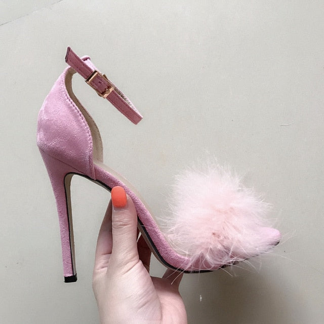 Lace-up Fur Sandals