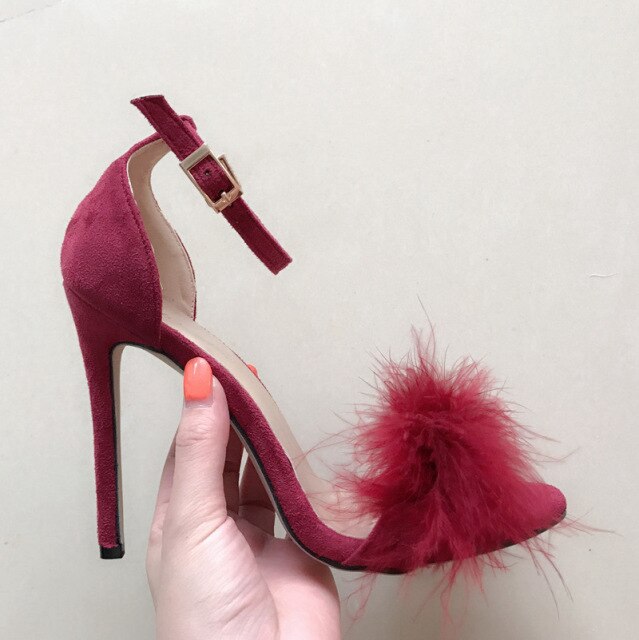 Lace-up Fur Sandals