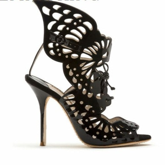 Butterfly See-Thru Lace Up Stiletto Sandals