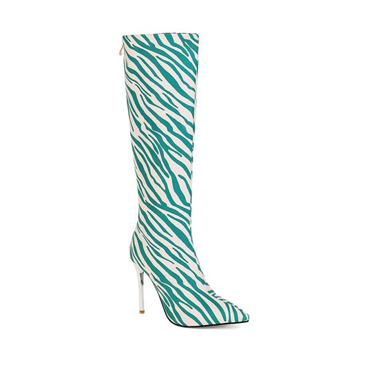 Zebra Pattern Stiletto Boots