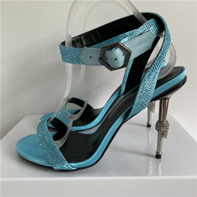 Diamond Ring Encrusted Stiletto Sandals