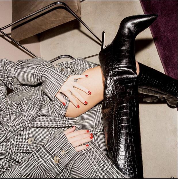 Pattern Knee High Boots