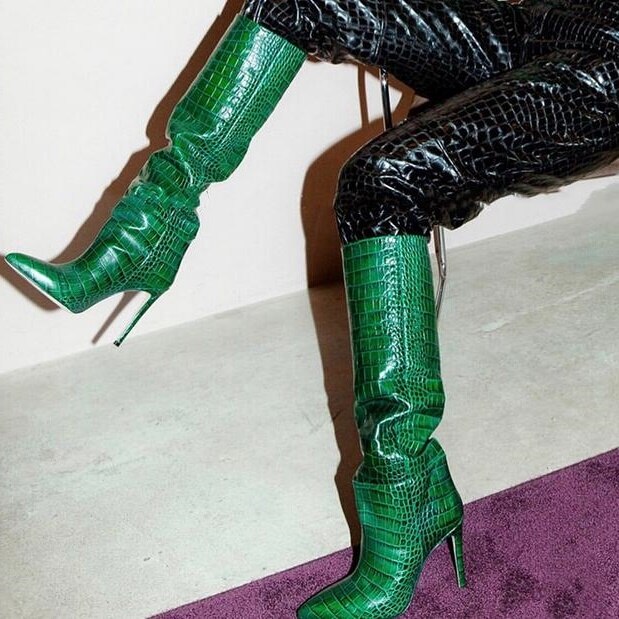 Pattern Knee High Boots