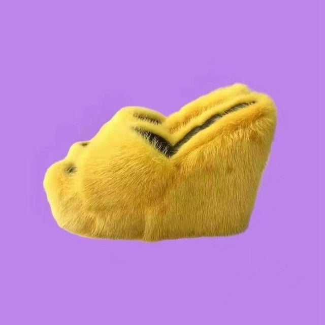 High-heeled Furry Sandals