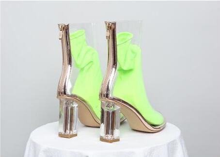 Transparent Zip Up Stiletto Ankle Boots