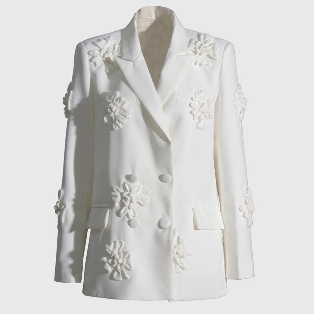 Blazer with Flowers - White