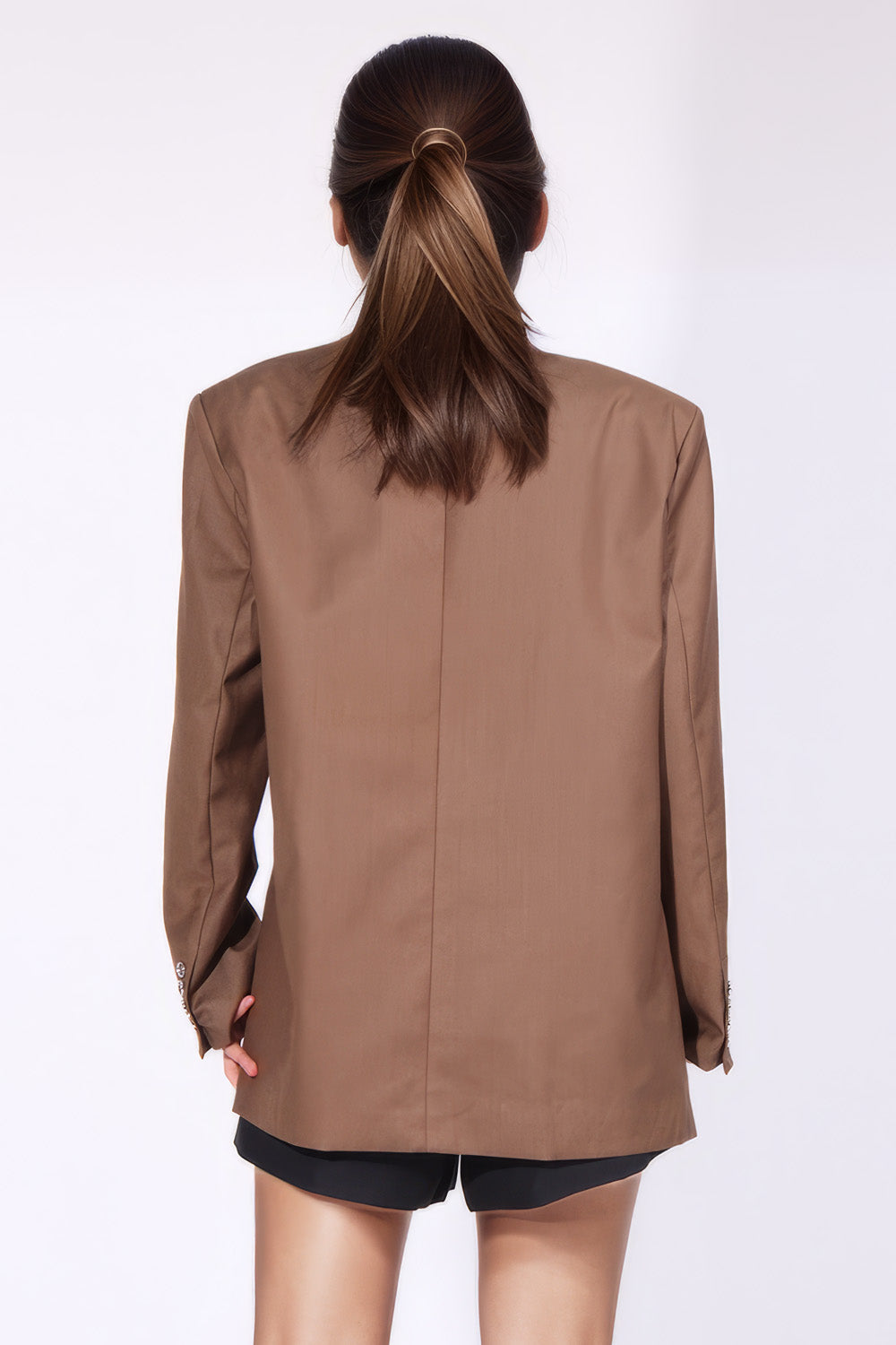 Irregular Closure Blazer - Brown