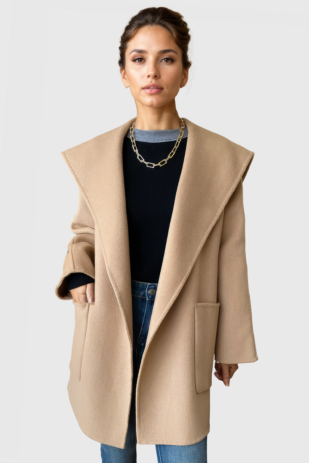 Short Belted Coat - Brown
