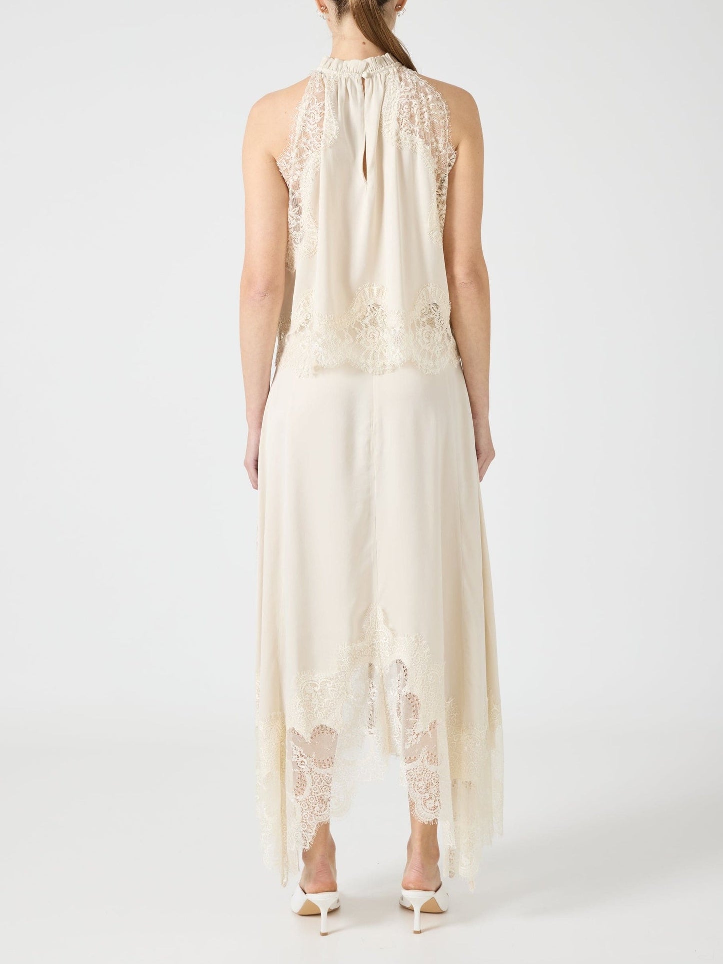 Exquisite Lace Patchwork Skirt-White