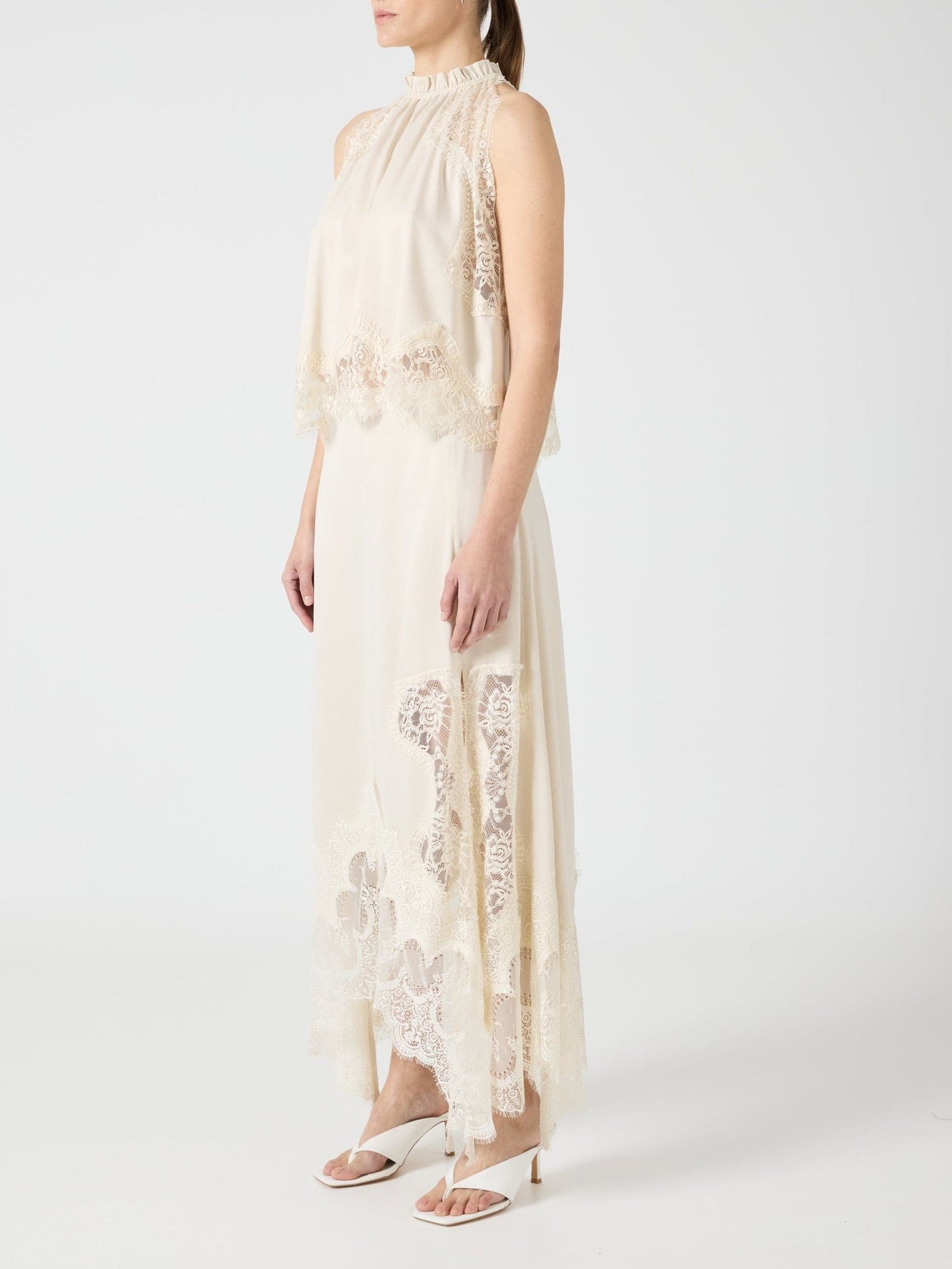 Exquisite Lace Patchwork Skirt-White