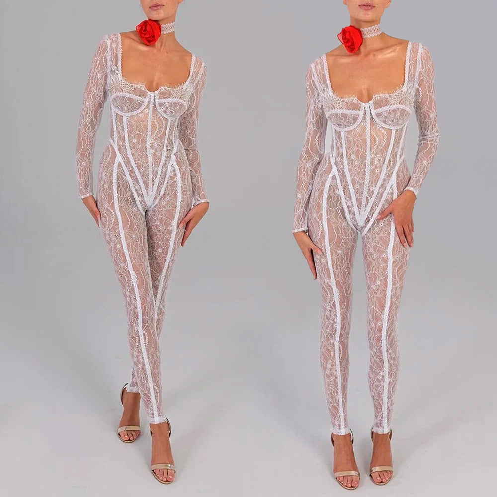 LORA LACE LONGSLEEVE JUMPSUIT