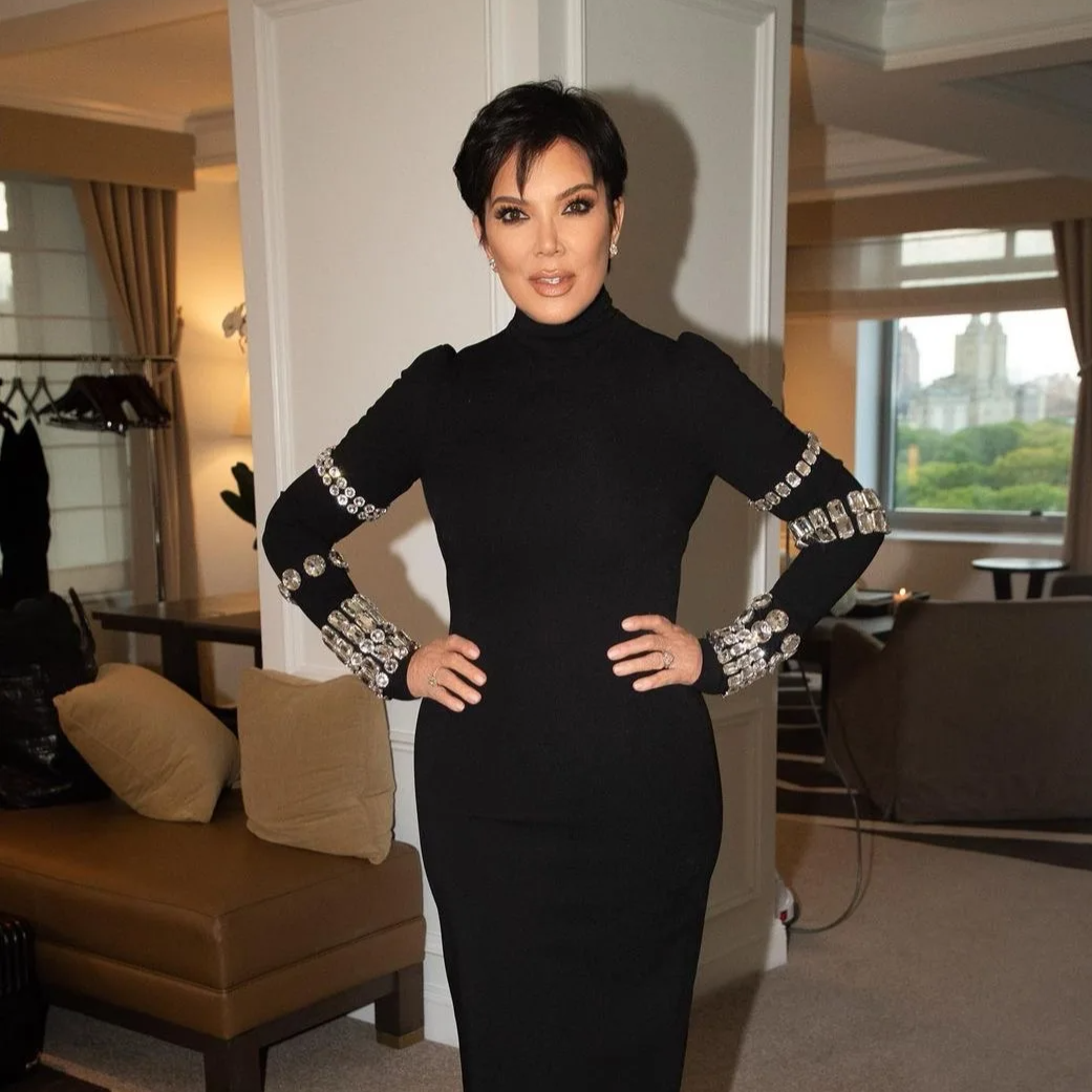 BLACK HIGH NECK MIDI DRESS with RHINESTONES