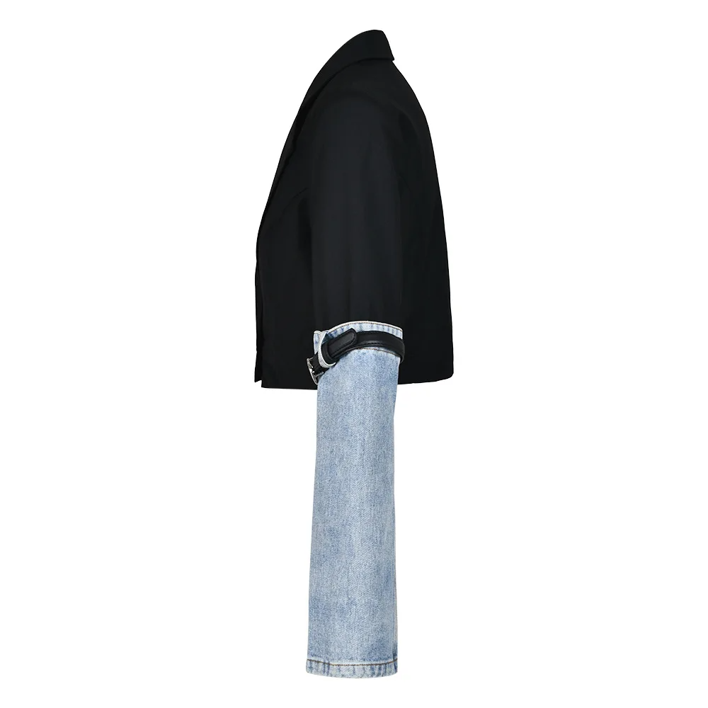 BLACK SHORT BLAZER with DENIM SLEEVES