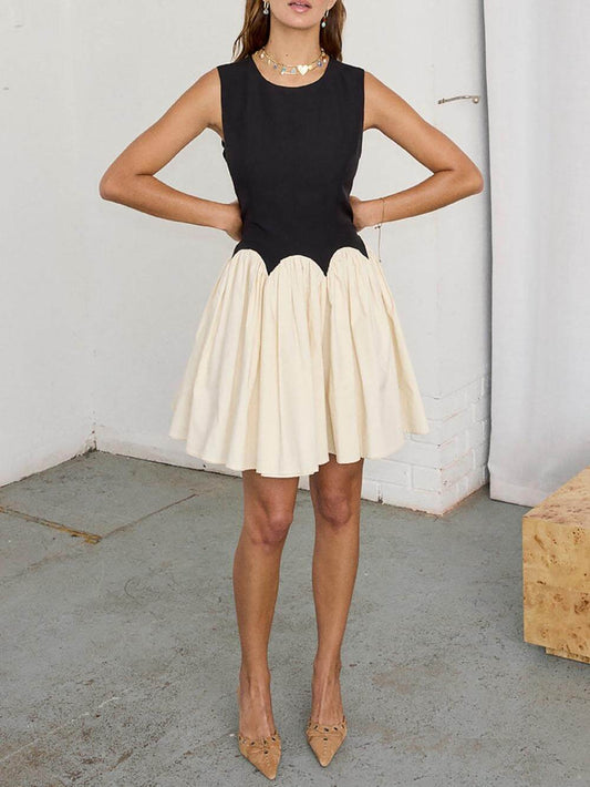 Romantic Two-Color Splicing Monika Mini Dress