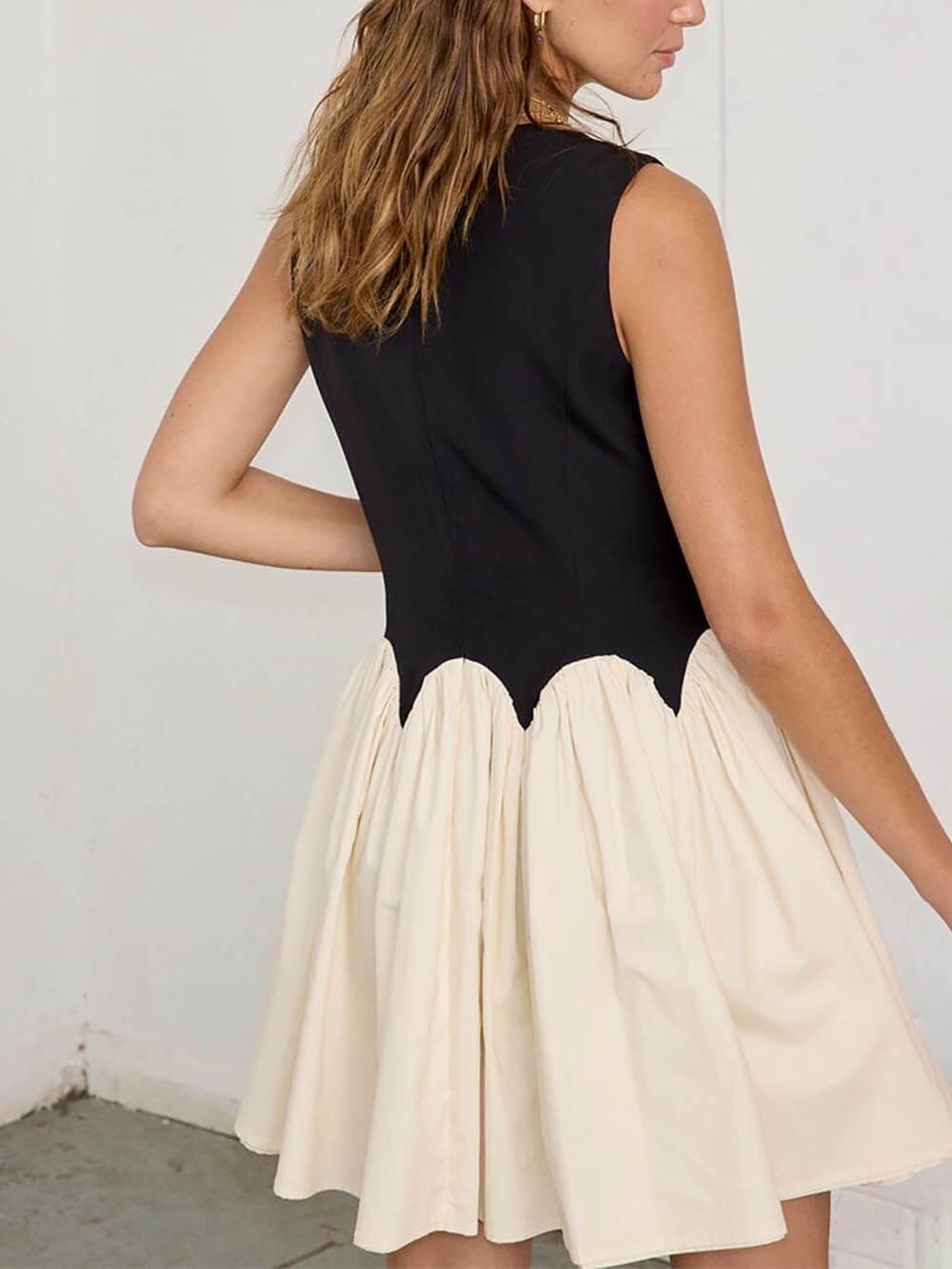 Romantic Two-Color Splicing Monika Mini Dress