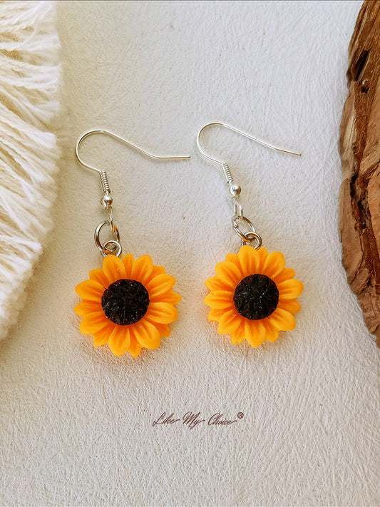 Vintage Sunflower Flower Earrings