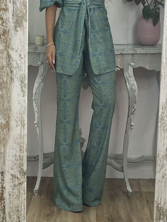 Casual Ethnic Style Printed Flared Pants
