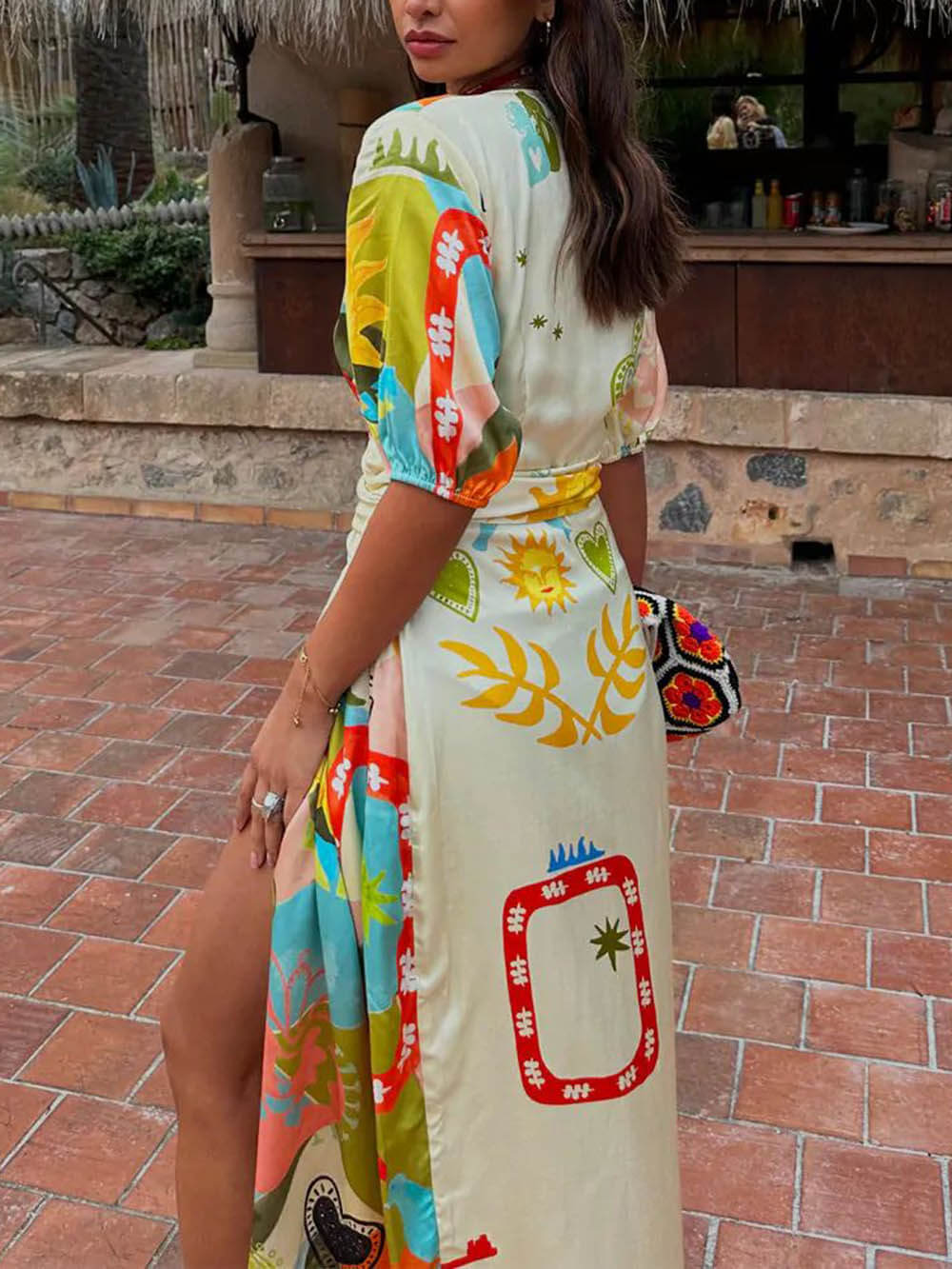 Unique Ethnic Multi Print Wrap Dress