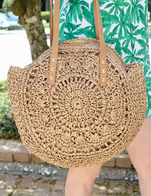 Round Straw Tote Bag