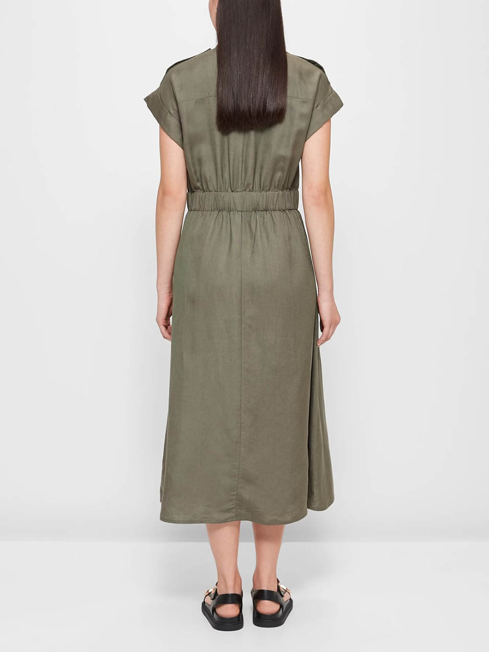Modern Waist Pleated Tie Shirt Dress