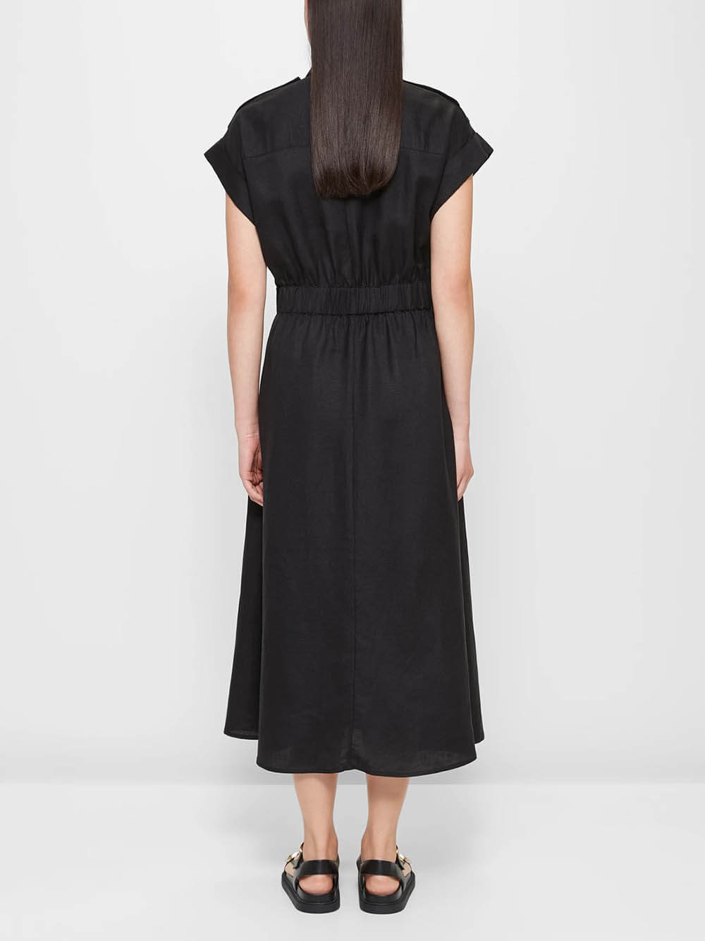 Modern Waist Pleated Tie Shirt Dress