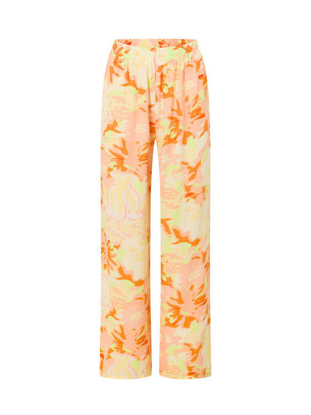 Exclusive Painted Floral Print Loose Side Pocket Wide-Leg Pants