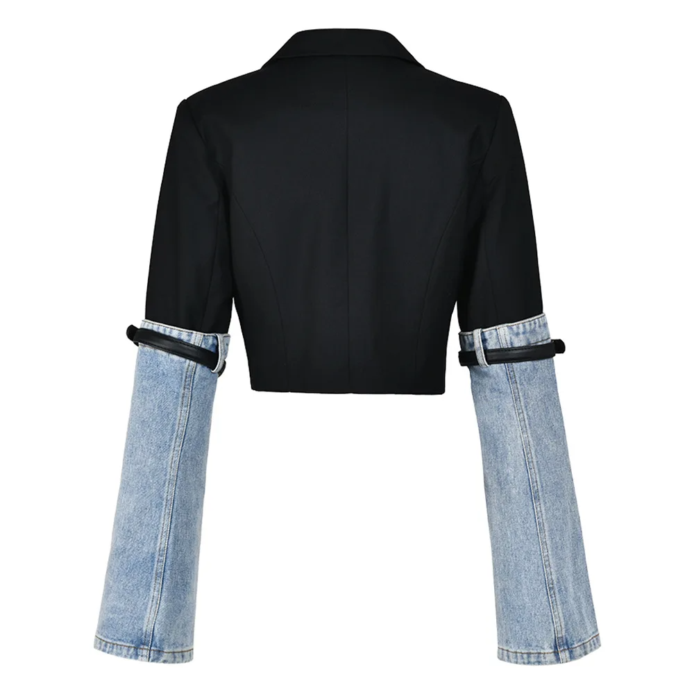 BLACK SHORT BLAZER with DENIM SLEEVES