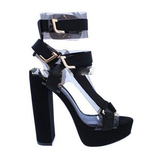 Chunky Heel Buckle Strap Sandals