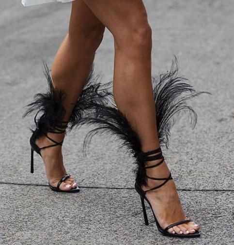 Clearance -  High Heel Fur Sandal
