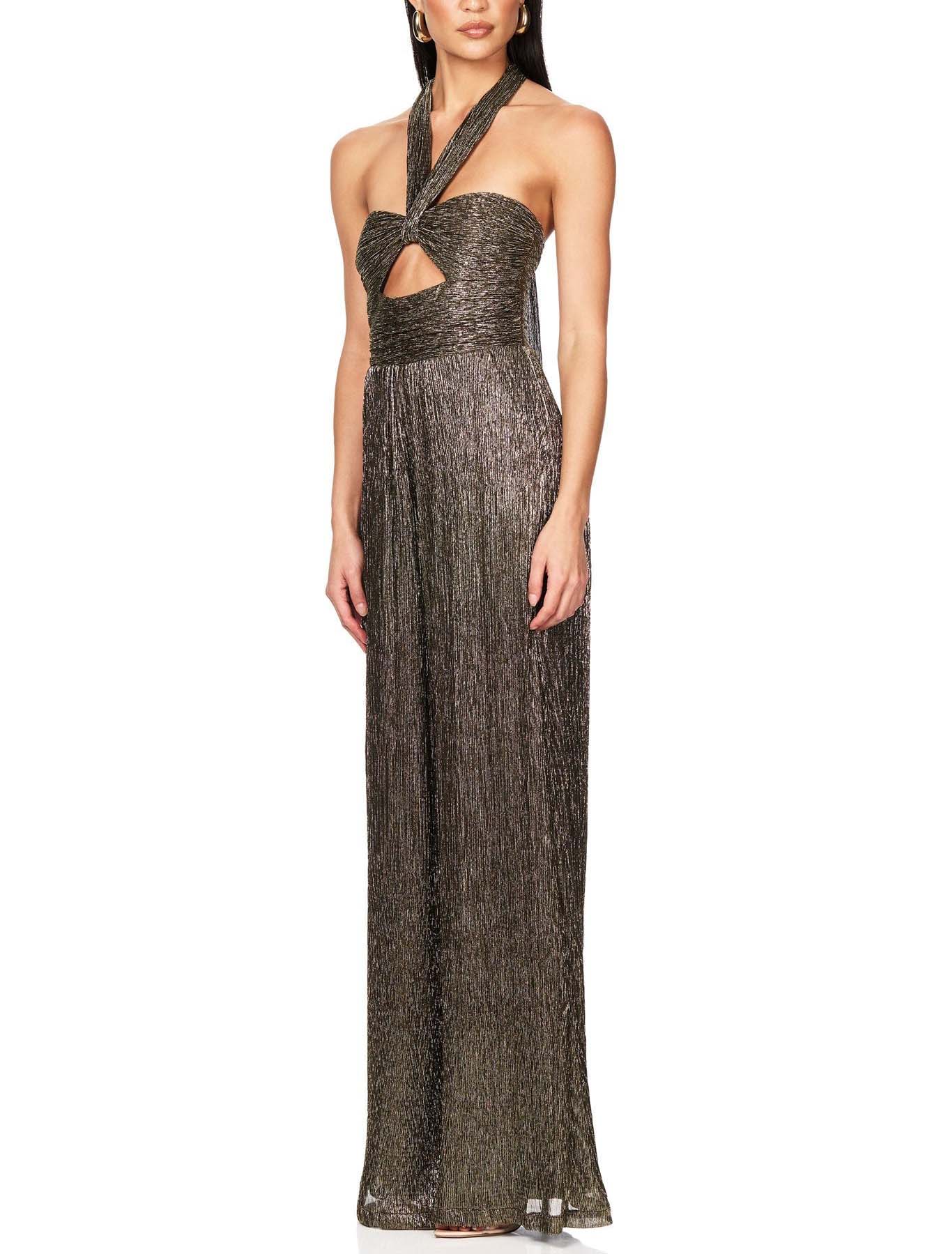 Elegant Halterneck Pleated Jumpsuit